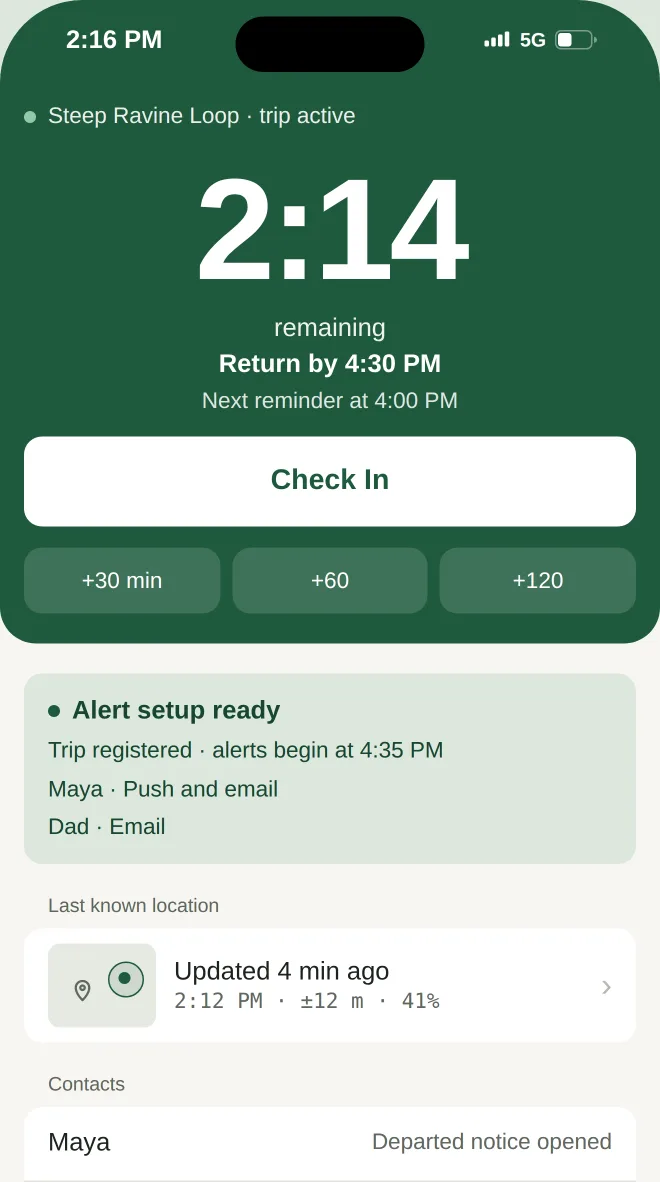 Check in when you're back